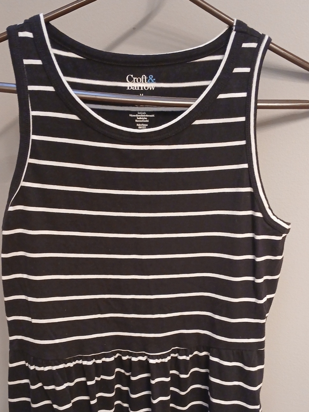 croft & barrow Black and White Striped Sleeveless Tank Dress